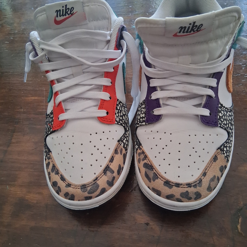Nike White and Multicolor Animal Print Sneakers